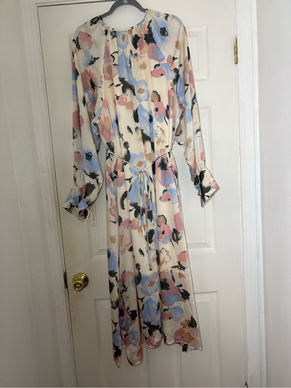 Pastel Multi Floral Tie-Waist Midi Dress - Picture 3 of 11